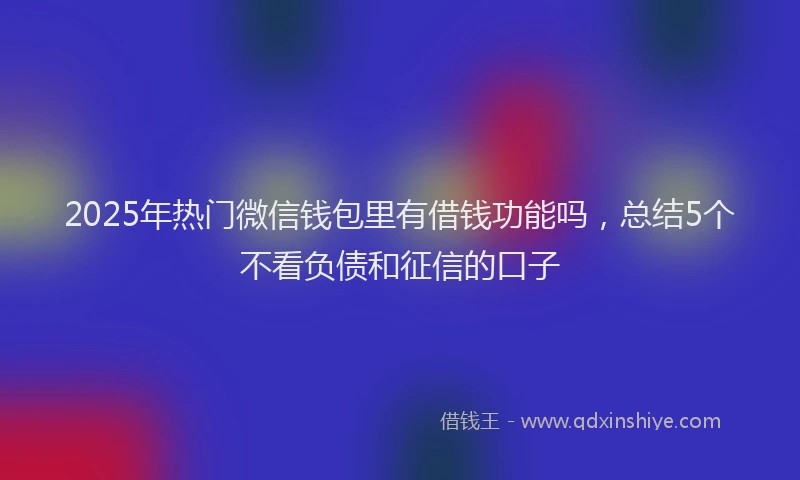2025年热门微信钱包里有借钱功能吗，总结5个不看负债和征信的口子