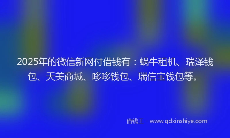 2025年的微信新网付借钱有：蜗牛租机、瑞泽钱包、天美商城、哆哆钱包、瑞信宝钱包等。