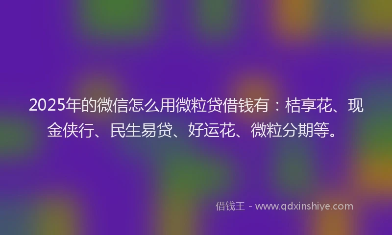 2025年的微信怎么用微粒贷借钱有：桔享花、现金侠行、民生易贷、好运花、微粒分期等。