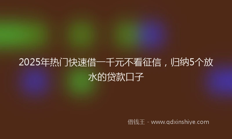 2025年热门快速借一千元不看征信，归纳5个放水的贷款口子