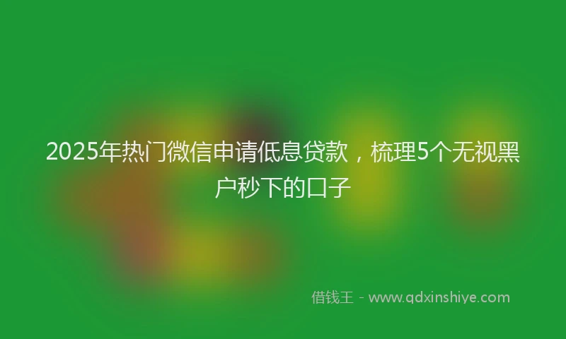 2025年热门微信申请低息贷款，梳理5个无视黑户秒下的口子