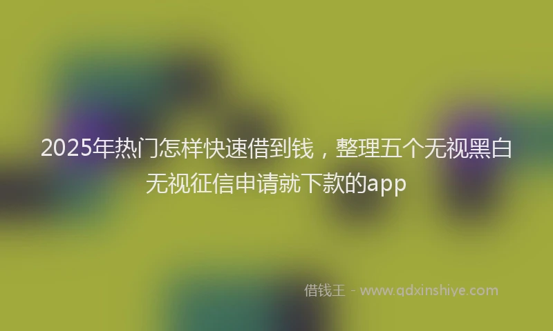 2025年热门怎样快速借到钱，整理五个无视黑白无视征信申请就下款的app