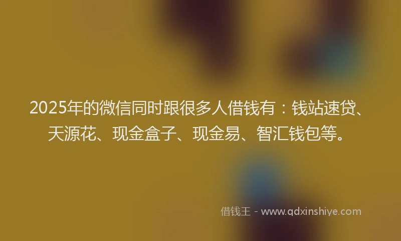 2025年的微信同时跟很多人借钱有：钱站速贷、天源花、现金盒子、现金易、智汇钱包等。