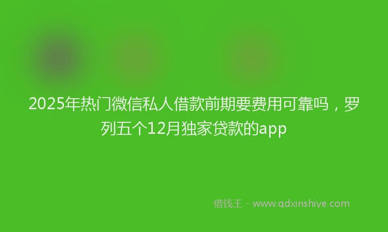 2025年热门微信私人借款前期要费用可靠吗，罗列五个12月独家贷款的app