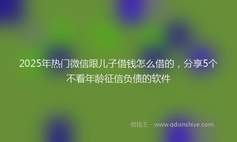 2025年热门微信跟儿子借钱怎么借的，分享5个不看年龄征信负债的软件