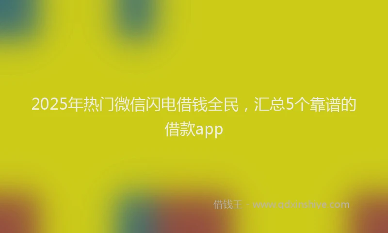 2025年热门微信闪电借钱全民，汇总5个靠谱的借款app