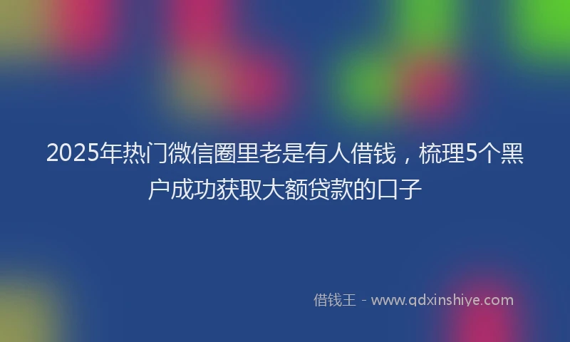 2025年热门微信圈里老是有人借钱，梳理5个黑户成功获取大额贷款的口子