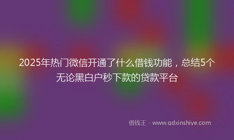 2025年热门微信开通了什么借钱功能，总结5个无论黑白户秒下款的贷款平台