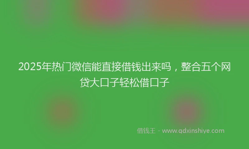 2025年热门微信能直接借钱出来吗,整合五个网贷大口子轻松借口子