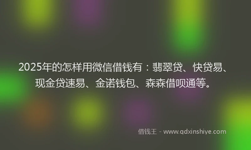 2025年的怎样用微信借钱有：翡翠贷、快贷易、现金贷速易、金诺钱包、森森借呗通等。
