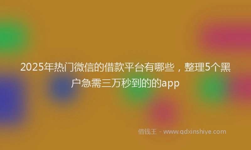 2025年热门微信的借款平台有哪些，整理5个黑户急需三万秒到的的app