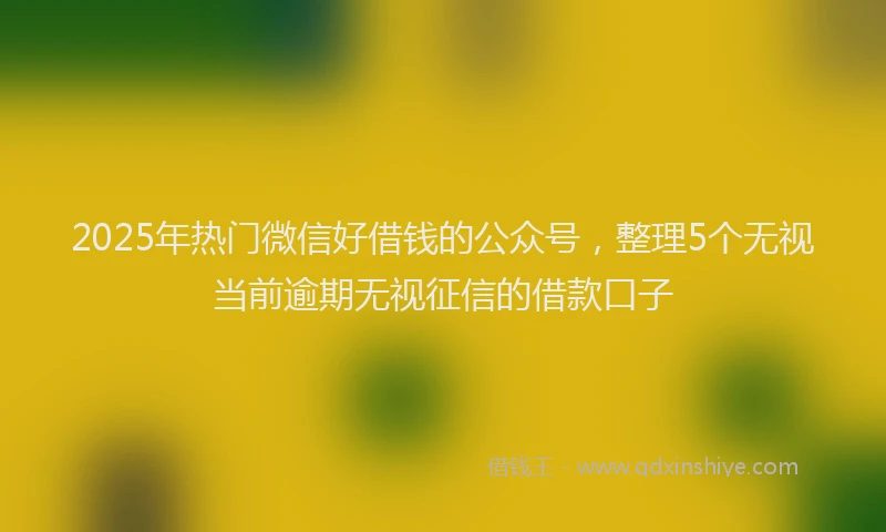 2025年热门微信好借钱的公众号，整理5个无视当前逾期无视征信的借款口子