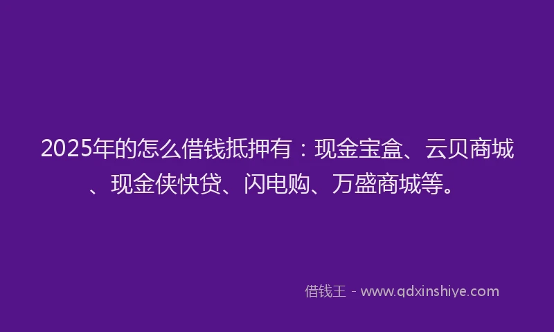2025年的怎么借钱抵押有：现金宝盒、云贝商城、现金侠快贷、闪电购、万盛商城等。