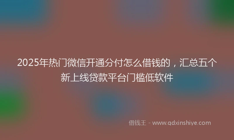 2025年热门微信开通分付怎么借钱的，汇总五个新上线贷款平台门槛低软件