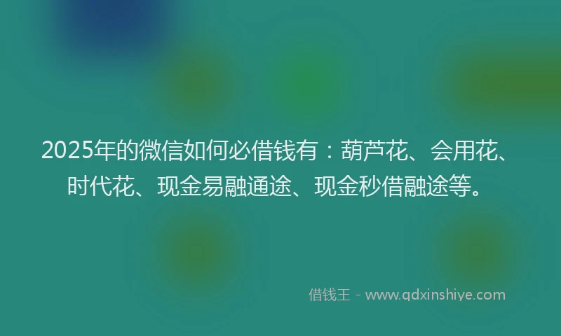 2025年的微信如何必借钱有：葫芦花、会用花、时代花、现金易融通途、现金秒借融途等。