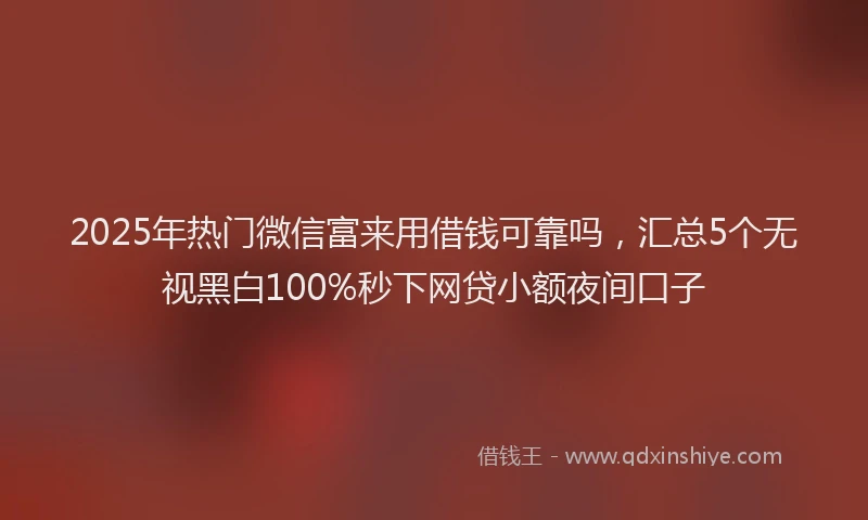 2025年热门微信富来用借钱可靠吗，汇总5个无视黑白100%秒下网贷小额夜间口子