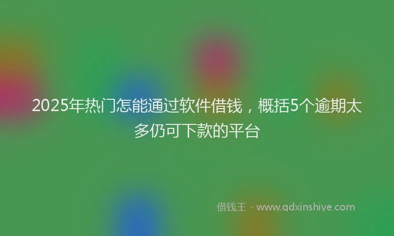 2025年热门怎能通过软件借钱，概括5个逾期太多仍可下款的平台