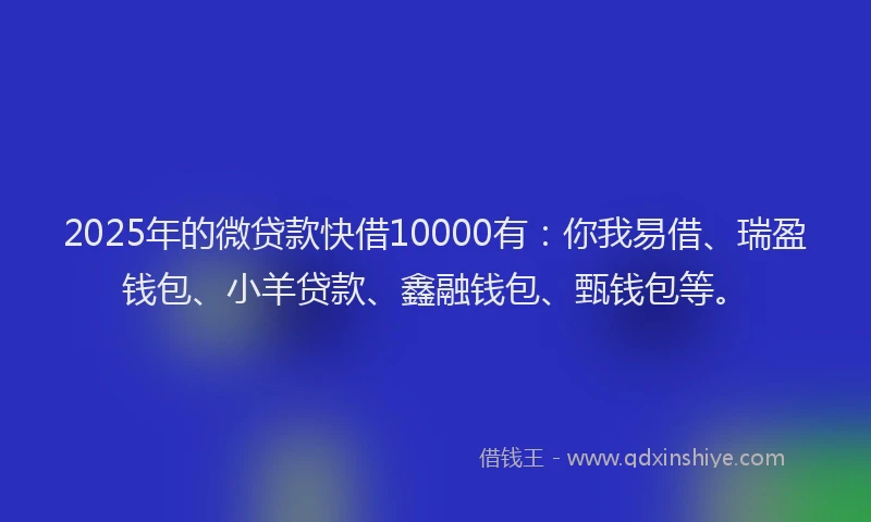 2025年的微贷款快借10000有：你我易借、瑞盈钱包、小羊贷款、鑫融钱包、甄钱包等。