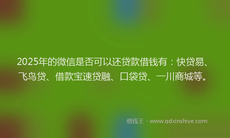 2025年的微信是否可以还贷款借钱有：快贷易、飞鸟贷、借款宝速贷融、口袋贷、一川商城等。