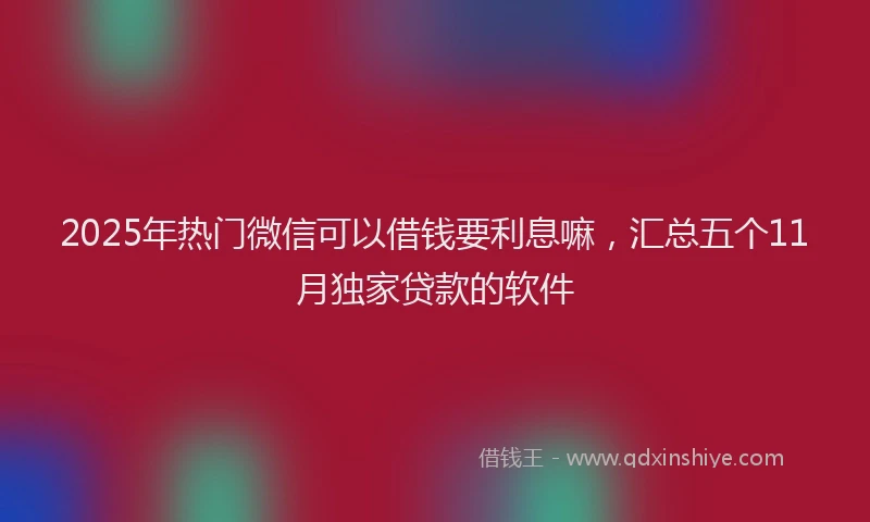 2025年热门微信可以借钱要利息嘛，汇总五个11月独家贷款的软件