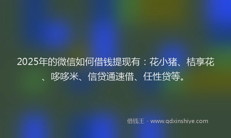 2025年的微信如何借钱提现有：花小猪、桔享花、哆哆米、信贷通速借、任性贷等。