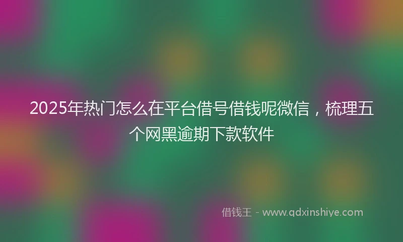 2025年热门怎么在平台借号借钱呢微信，梳理五个网黑逾期下款软件