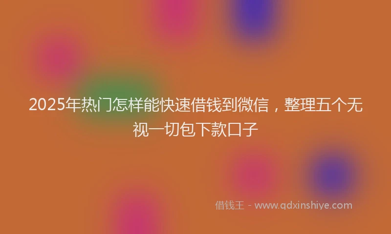 2025年热门怎样能快速借钱到微信，整理五个无视一切包下款口子