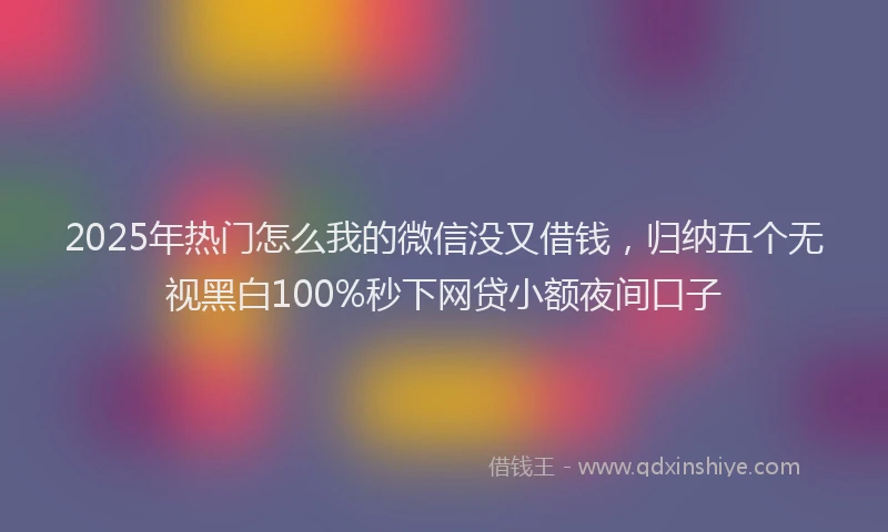2025年热门怎么我的微信没又借钱,归纳五个无视黑白100%秒下网贷小额夜间口子