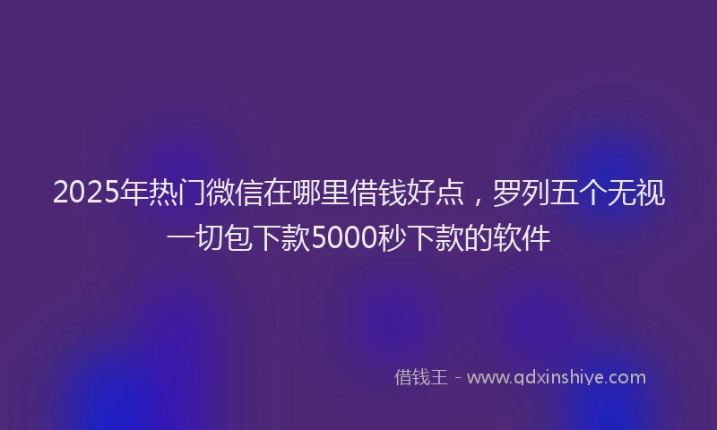 2025年热门微信在哪里借钱好点，罗列五个无视一切包下款5000秒下款的软件