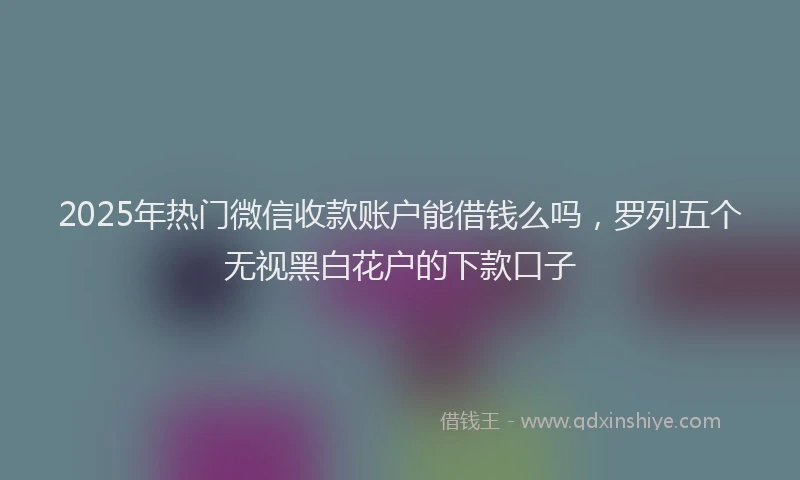 2025年热门微信收款账户能借钱么吗，罗列五个无视黑白花户的下款口子