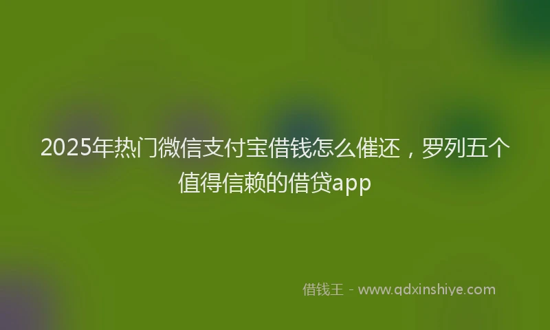2025年热门微信支付宝借钱怎么催还，罗列五个值得信赖的借贷app