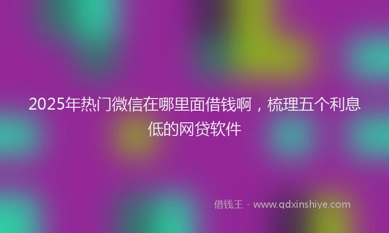 2025年热门微信在哪里面借钱啊，梳理五个利息低的网贷软件