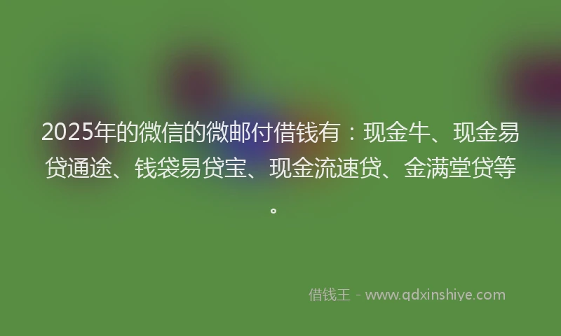 2025年的微信的微邮付借钱有：现金牛、现金易贷通途、钱袋易贷宝、现金流速贷、金满堂贷等。