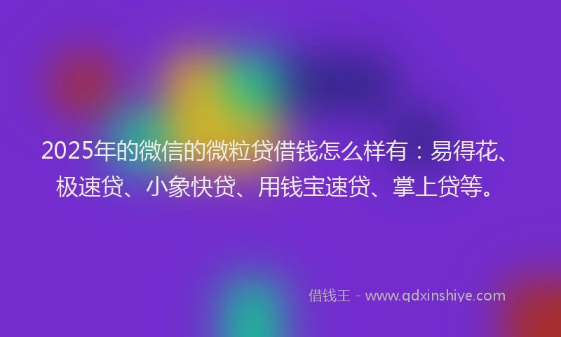 2025年的微信的微粒贷借钱怎么样有：易得花、极速贷、小象快贷、用钱宝速贷、掌上贷等。