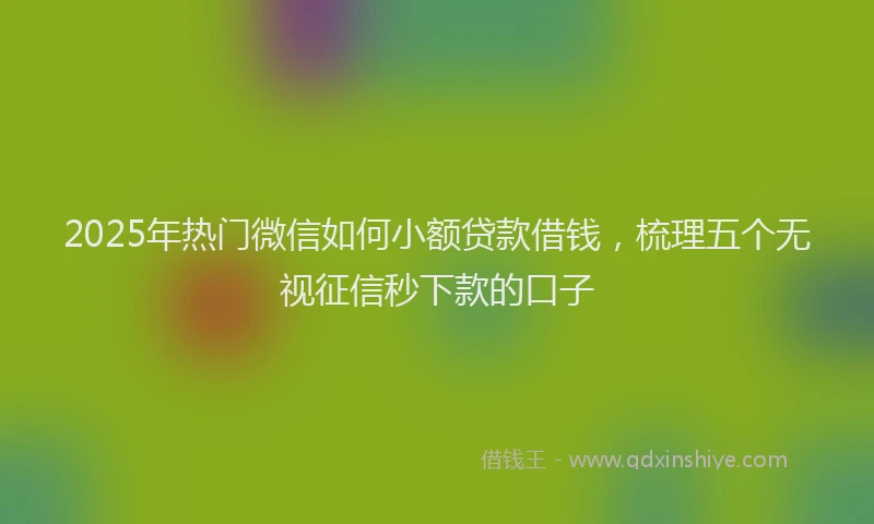 2025年热门微信如何小额贷款借钱，梳理五个无视征信秒下款的口子