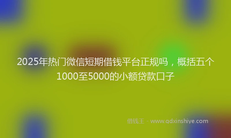 2025年热门微信短期借钱平台正规吗，概括五个1000至5000的小额贷款口子