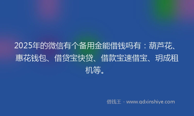 2025年的微信有个备用金能借钱吗有：葫芦花、惠花钱包、借贷宝快贷、借款宝速借宝、玥成租机等。