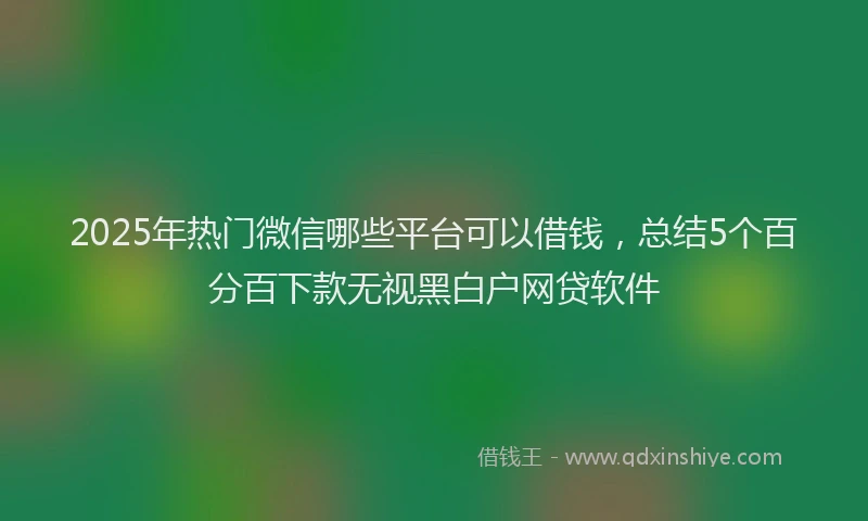 2025年热门微信哪些平台可以借钱，总结5个百分百下款无视黑白户网贷软件