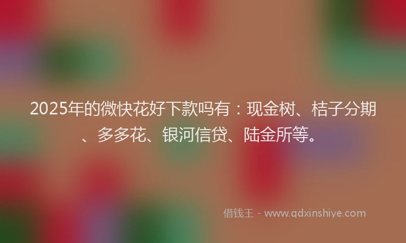 2025年的微快花好下款吗有：现金树、桔子分期、多多花、银河信贷、陆金所等。