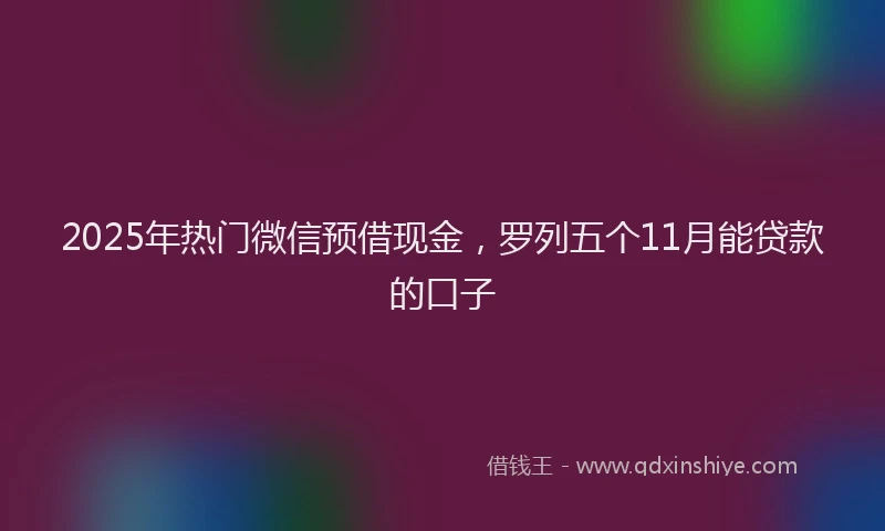 2025年热门微信预借现金，罗列五个11月能贷款的口子