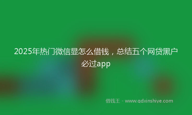 2025年热门微信显怎么借钱，总结五个网贷黑户必过app