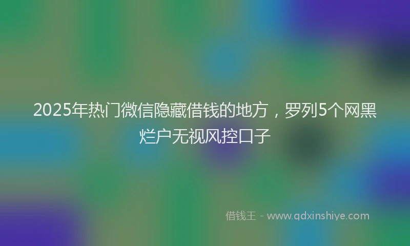 2025年热门微信隐藏借钱的地方，罗列5个网黑烂户无视风控口子