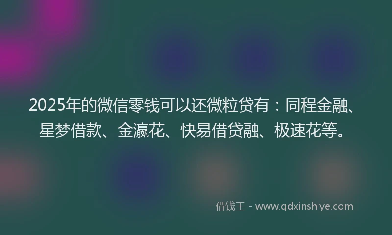 2025年的微信零钱可以还微粒贷有：同程金融、星梦借款、金瀛花、快易借贷融、极速花等。