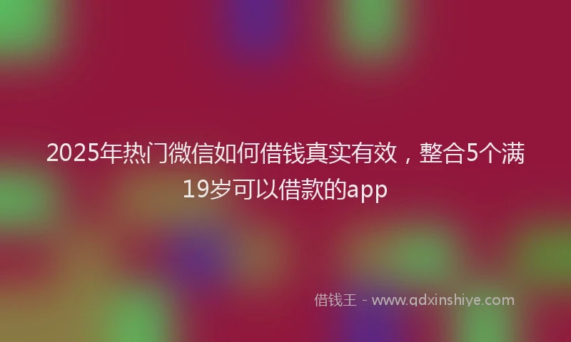 2025年热门微信如何借钱真实有效，整合5个满19岁可以借款的app