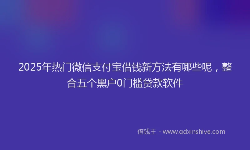 2025年热门微信支付宝借钱新方法有哪些呢，整合五个黑户0门槛贷款软件