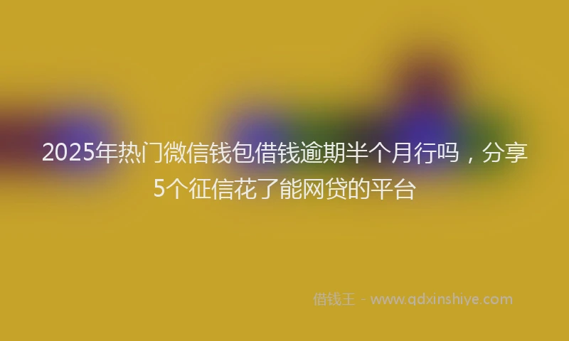 2025年热门微信钱包借钱逾期半个月行吗，分享5个征信花了能网贷的平台