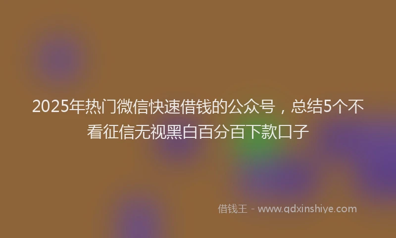 2025年热门微信快速借钱的公众号，总结5个不看征信无视黑白百分百下款口子