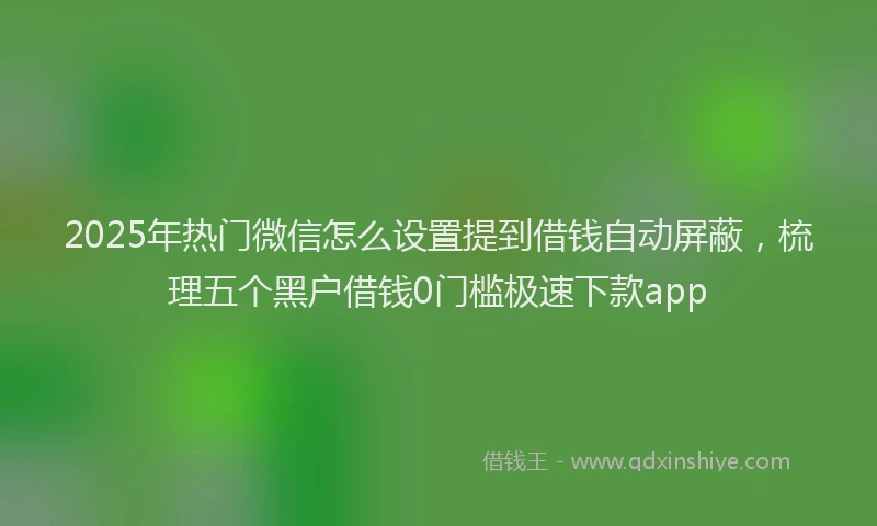 2025年热门微信怎么设置提到借钱自动屏蔽,梳理五个黑户借钱0门槛极速下款app