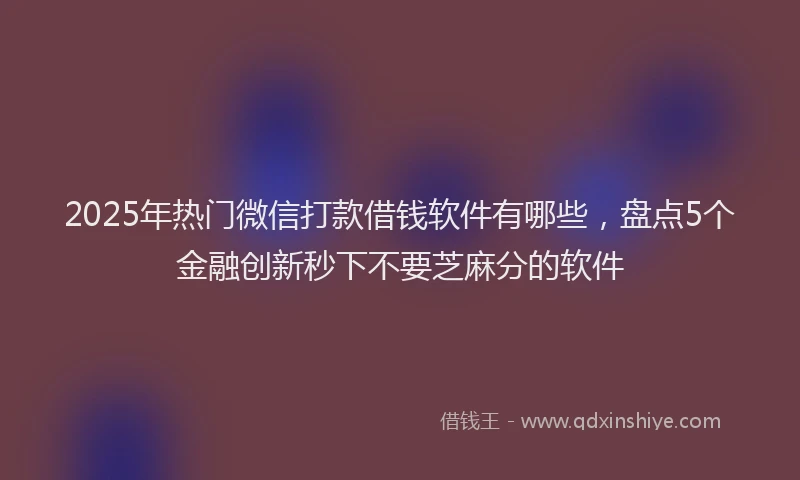 2025年热门微信打款借钱软件有哪些，盘点5个金融创新秒下不要芝麻分的软件