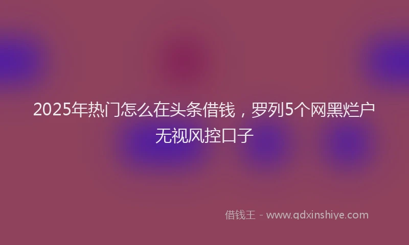 2025年热门怎么在头条借钱，罗列5个网黑烂户无视风控口子